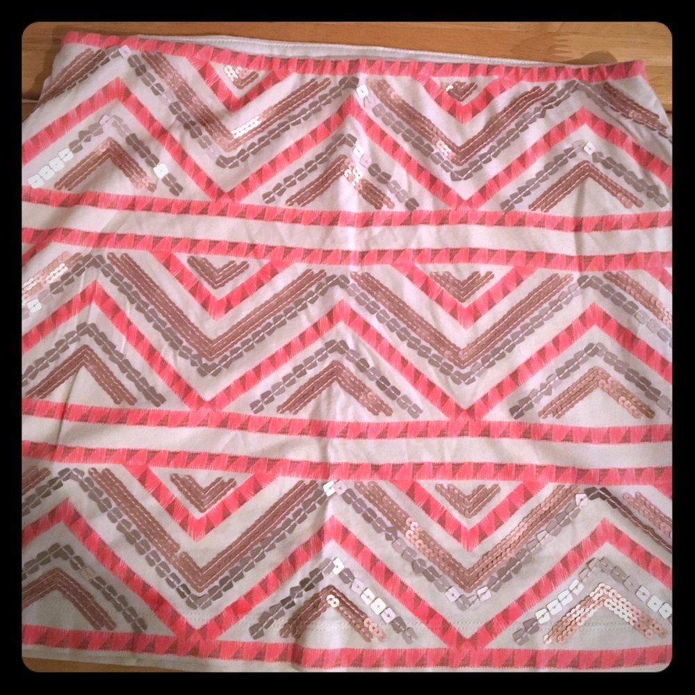 Express Aztec/tribal pattern sequin bodycon skirt